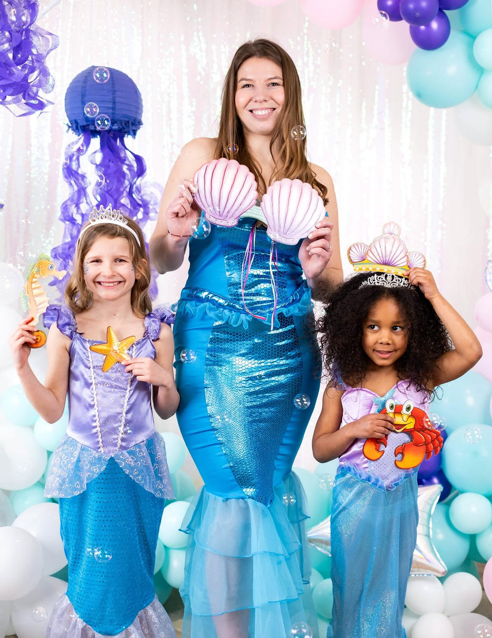 Zasazení doplňků do sady photobooth princezna mořské panny