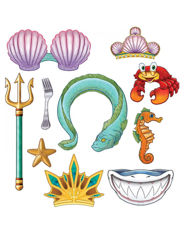 Kit photobooth princesse sirène pour enfant avec 10 accessoires colorés