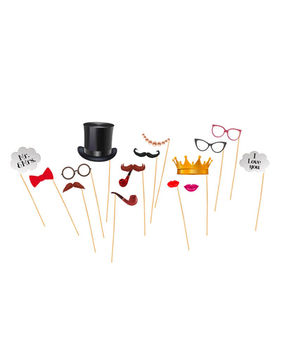 Kit photobooth vintage pour mariage 15 pièces multicolores