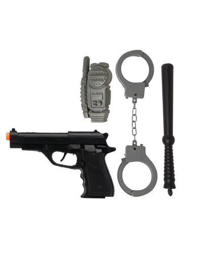 Polizei-Kostüm-Set 4-teiliges Zubehör schwarz-grau