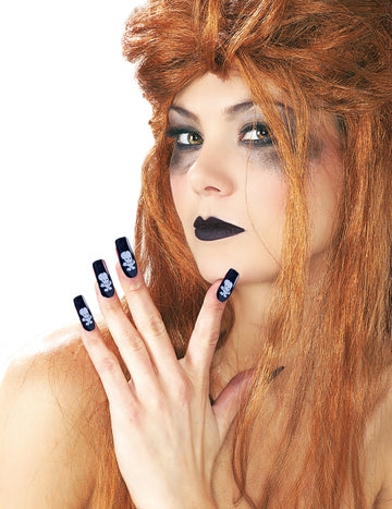 Sada na rtěnku a umělé nehty pro dospělé s lebkou