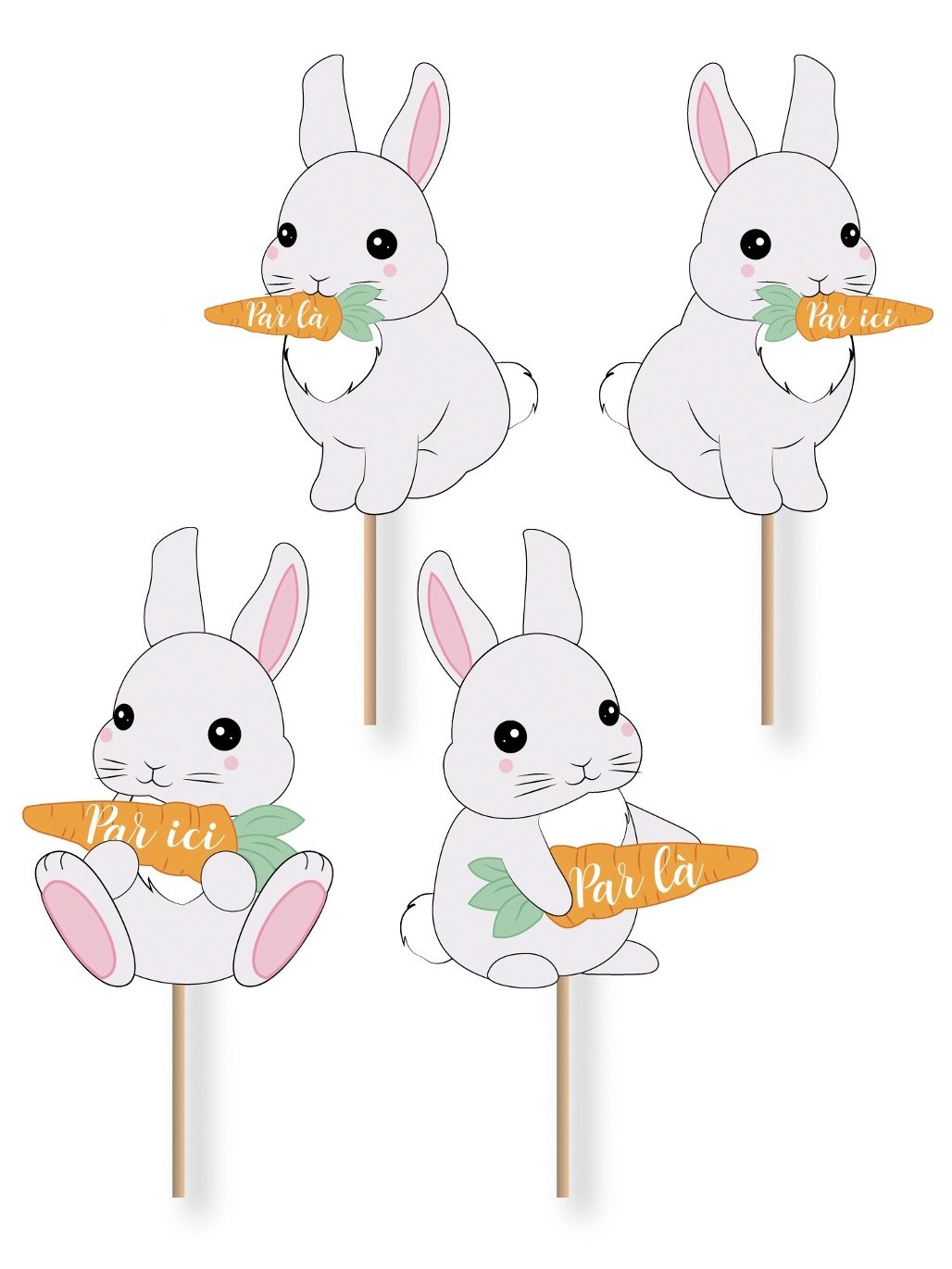 Pancartes de chasse aux œufs lapinou pour enfant blanc et orange