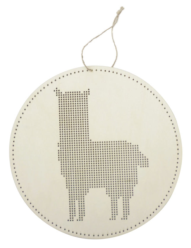 Vyšívací závěsná sada Llama 22 cm dřevěné