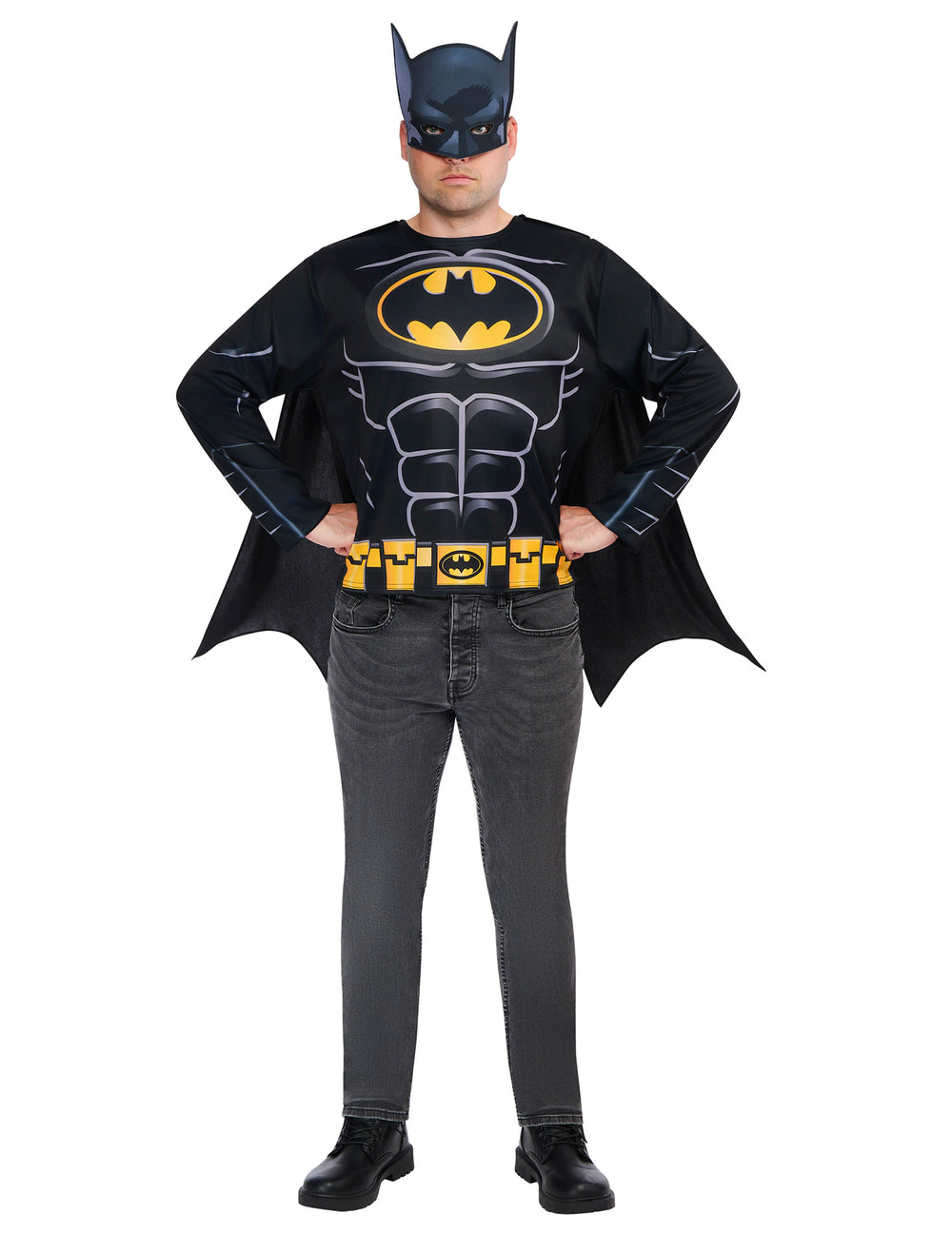 Kit top et masque Batman pour adulte noir et jaune avec cape