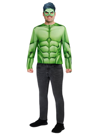 Vue d'ensemble du kit top et masque Hulk pour adulte