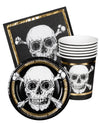 Kit vaisselle Pirate Jolly Roger pour 6 personnes noir et doré
