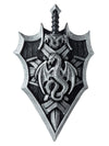 Bouclier et épée de chevalier dragon pour enfant gris et noir