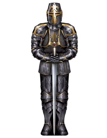 Dekorace rytíře s černým a zlatým brněním s mečem