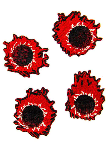 Écussons impact de balle Kreepsville Gothic pour adulte rouges et noirs