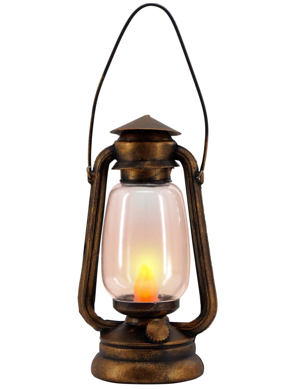 Retro olejová lampa pro dospělý bronz s patinou s mihotavým plamenem