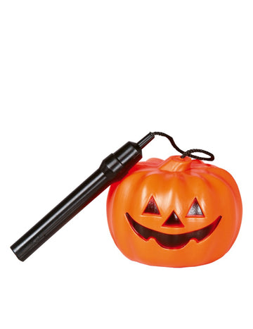 Oranžová dýňová lampa zdobená Halloween