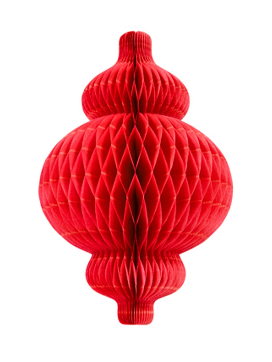 Červená papírová voštinová lucerna 30 cm k zavěšení 