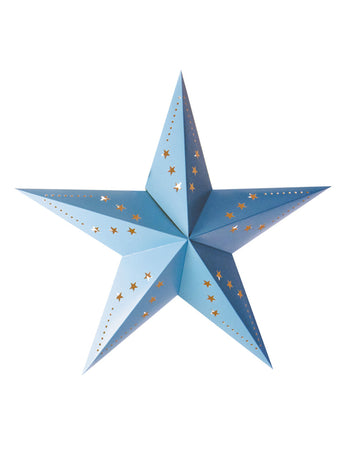 Lucerna ledově modrá hvězda 30 cm papír k zavěšení