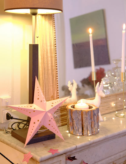 Světle růžová hvězdná lucerna 30 cm v kartonu