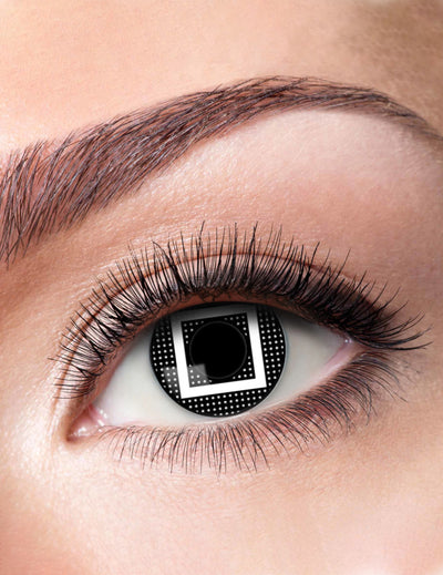 Lentilles fantaisie gardien de jeu symbole carré pour adulte noir et blanc