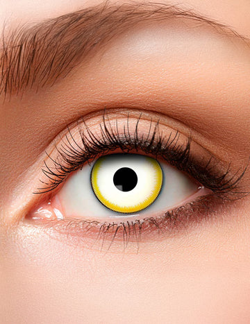 Lentilles fantaisie monde avatar pour adulte jaune et blanche