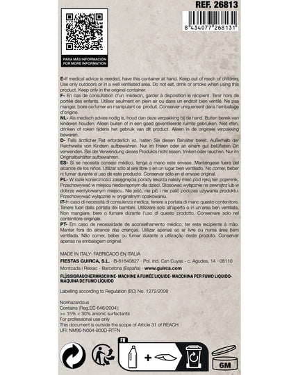 Précautions d'emploi et étiquette du liquide à fumée à base d'eau 1L