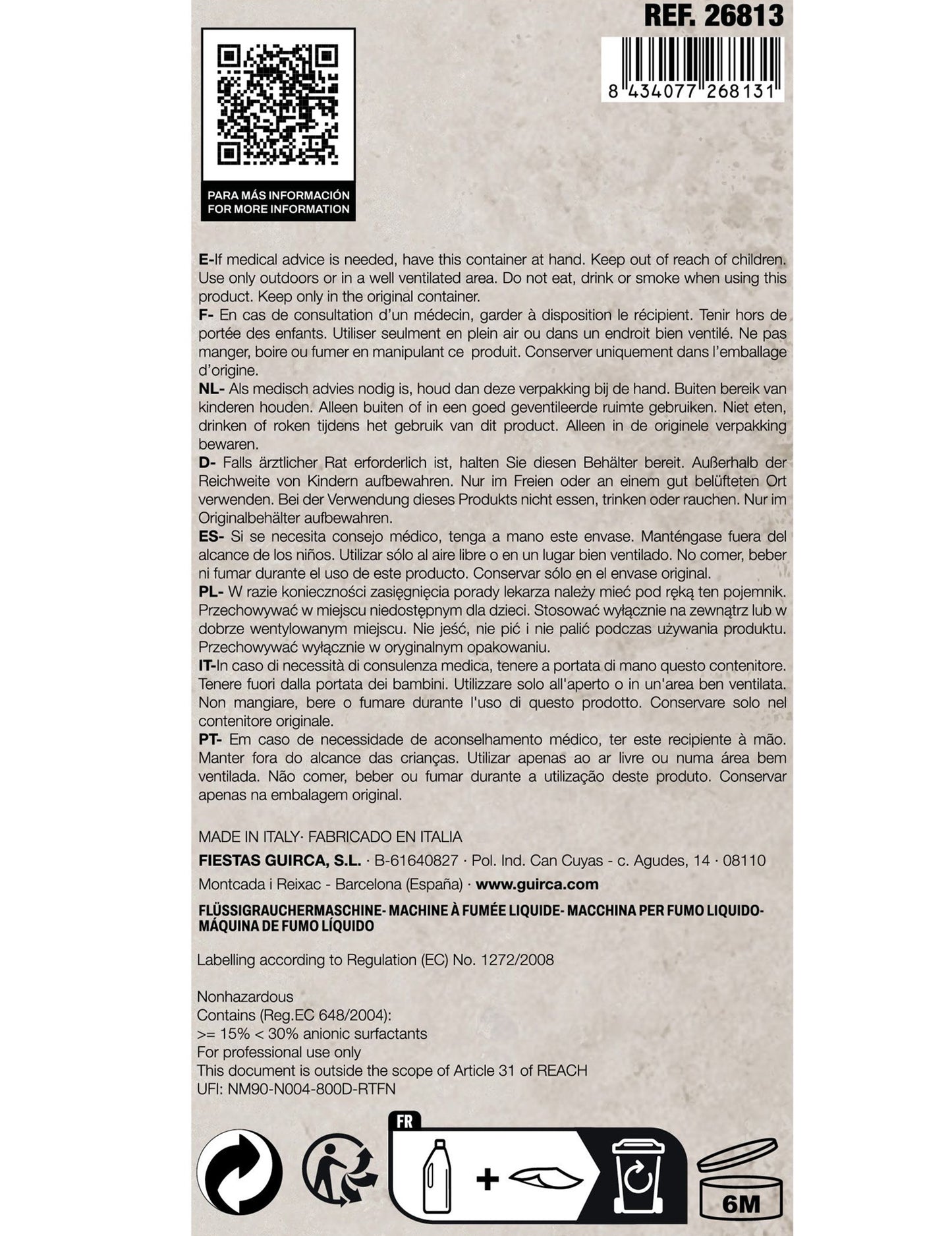 1l kouřové tekutiny na vodní bázi