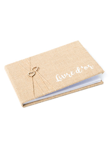 Juta návštěvní kniha 64 stran 16,5 x 24 cm přírodní svatba