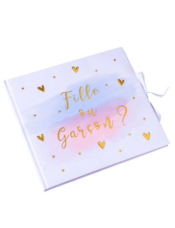 Kniha návštěv pro holčičku nebo chlapečka, růžová, modrá a zlatá, 64 stran pro miminko