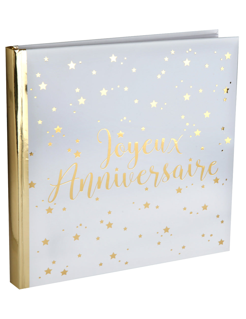 Livre d'or joyeux anniversaire pour fête blanc et doré métallisé