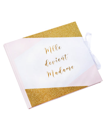 Návštěvní kniha Slečna se stává paní růžová, bílá a zlatá 22 x 19 cm