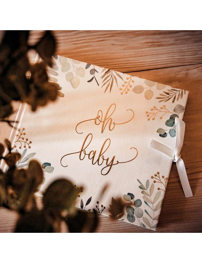 Oh baby eukalyptový kov a zlatá kniha hostů 22 x 19 cm 68 stran