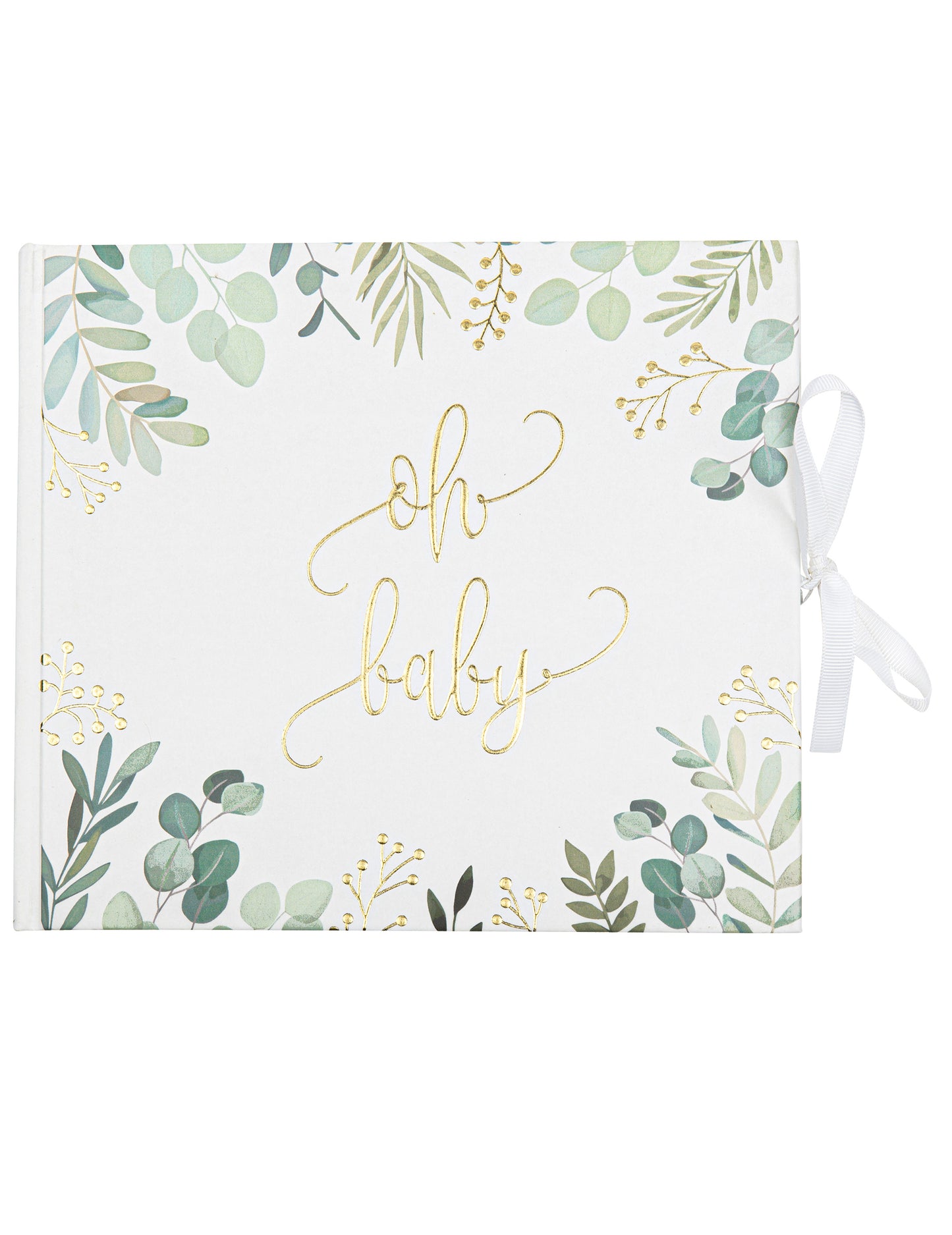 Oh baby eukalyptový kov a zlatá kniha hostů 22 x 19 cm 68 stran