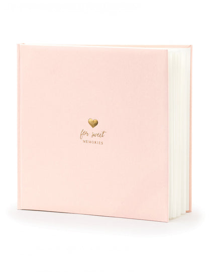 Pudrově růžová a zlatá kniha hostů 20,5 x 20,5 cm 22 stran romantické svatby