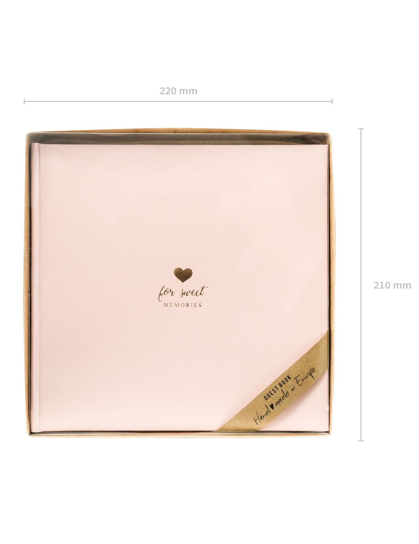 Pudrově růžová a zlatá kniha hostů 20,5 x 20,5 cm 22 stran romantické svatby