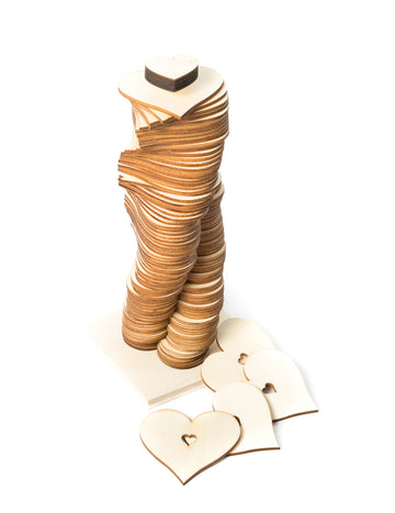 Kniha hostů na základně 80 dřevěných srdcí 7 cm originální svatba