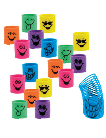 Množství 18 mini barevných pružin pro piňatu 3 cm legrační obličeje