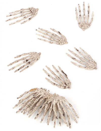 Lot de 12 mains de squelette pour Halloween beige et gris effet vieilli