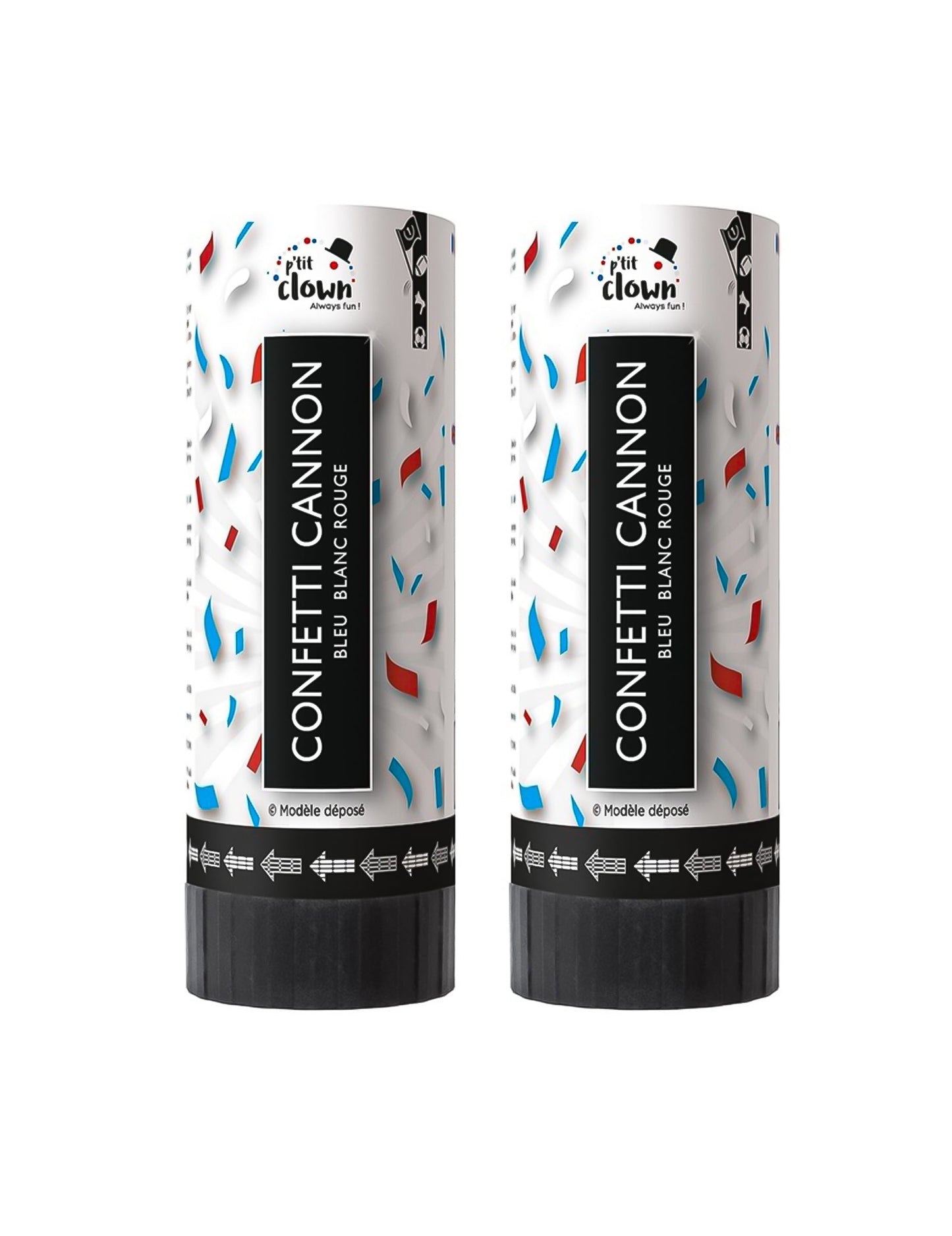 Lot de 2 canons à confettis France pour supporter bleu blanc rouge