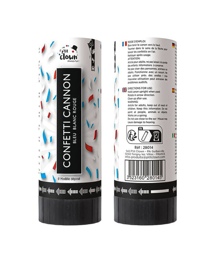 Vue de face et de dos du lot de 2 canons à confettis France