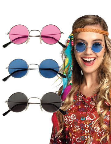 Sada 3 kulatých hippie brýlí pro dospělé