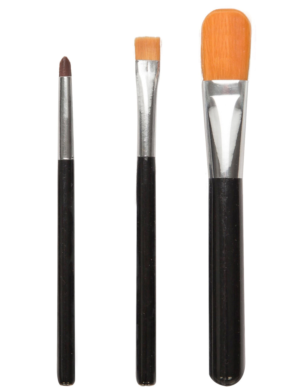 Lot de 3 pinceaux à maquillage pour adulte noir avec poils orange