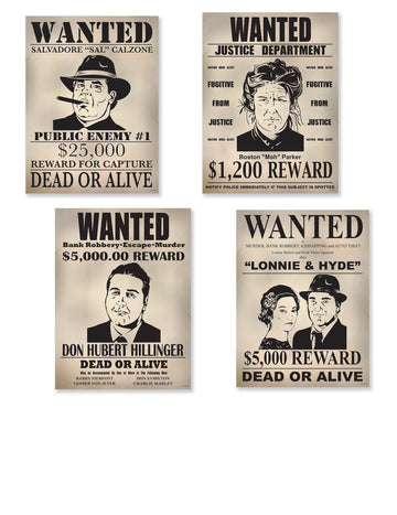 4 Poster im Westernstil Wanted