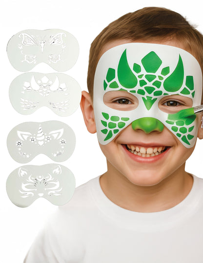 Sada 4 šablon na malování na obličej se zvířaty pro děti