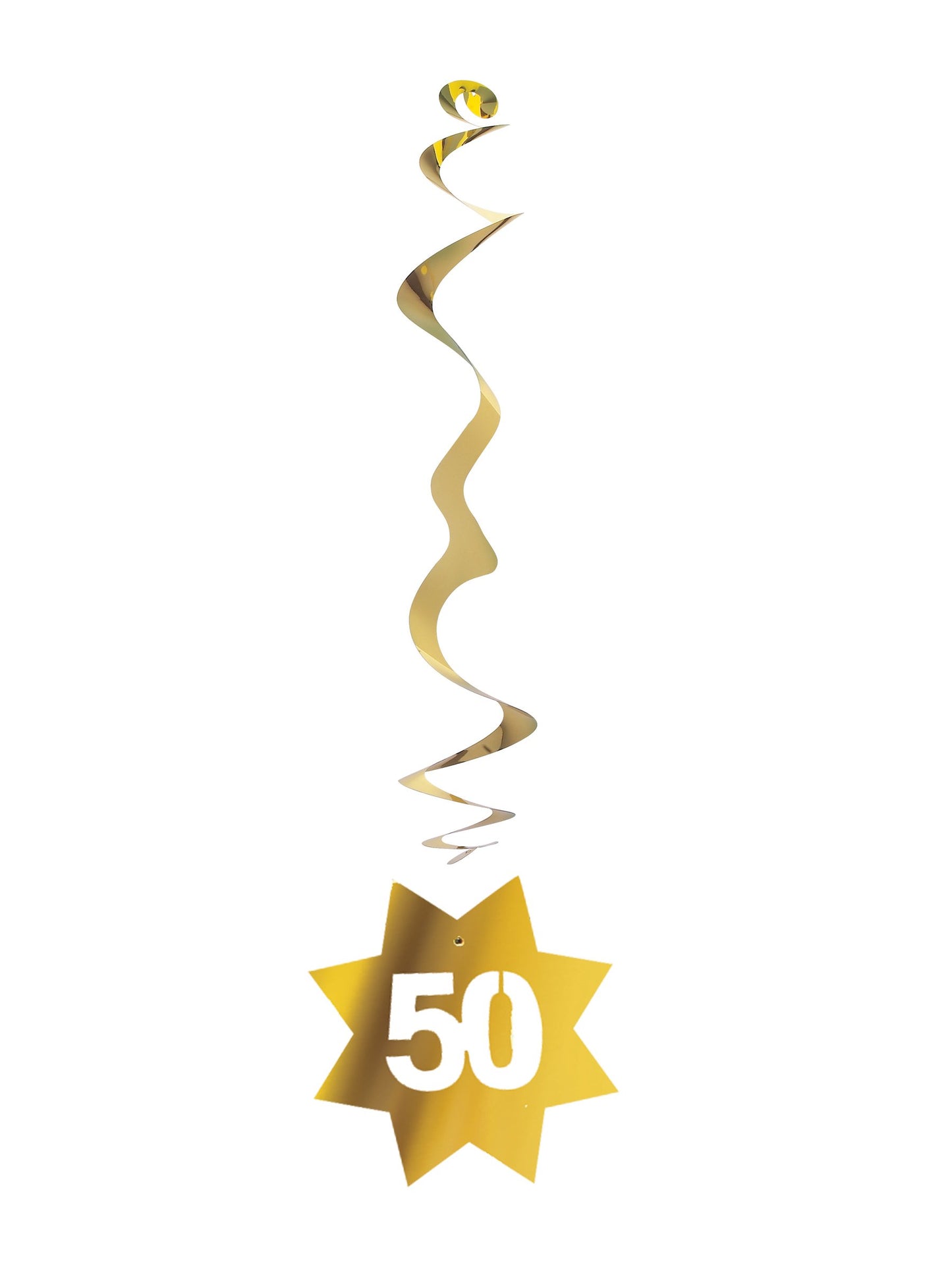 Sada 6 závěsných dekorací zlaté metalické hvězdy 50 let 