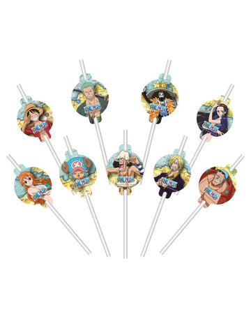 Sada 9 papírových brček s medailonky One Piece