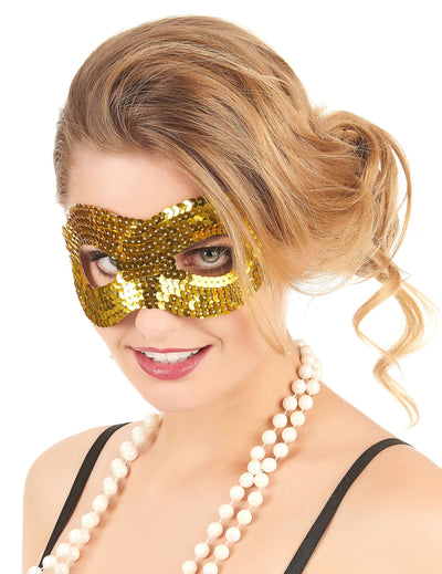 Loup avec sequins pour adulte doré