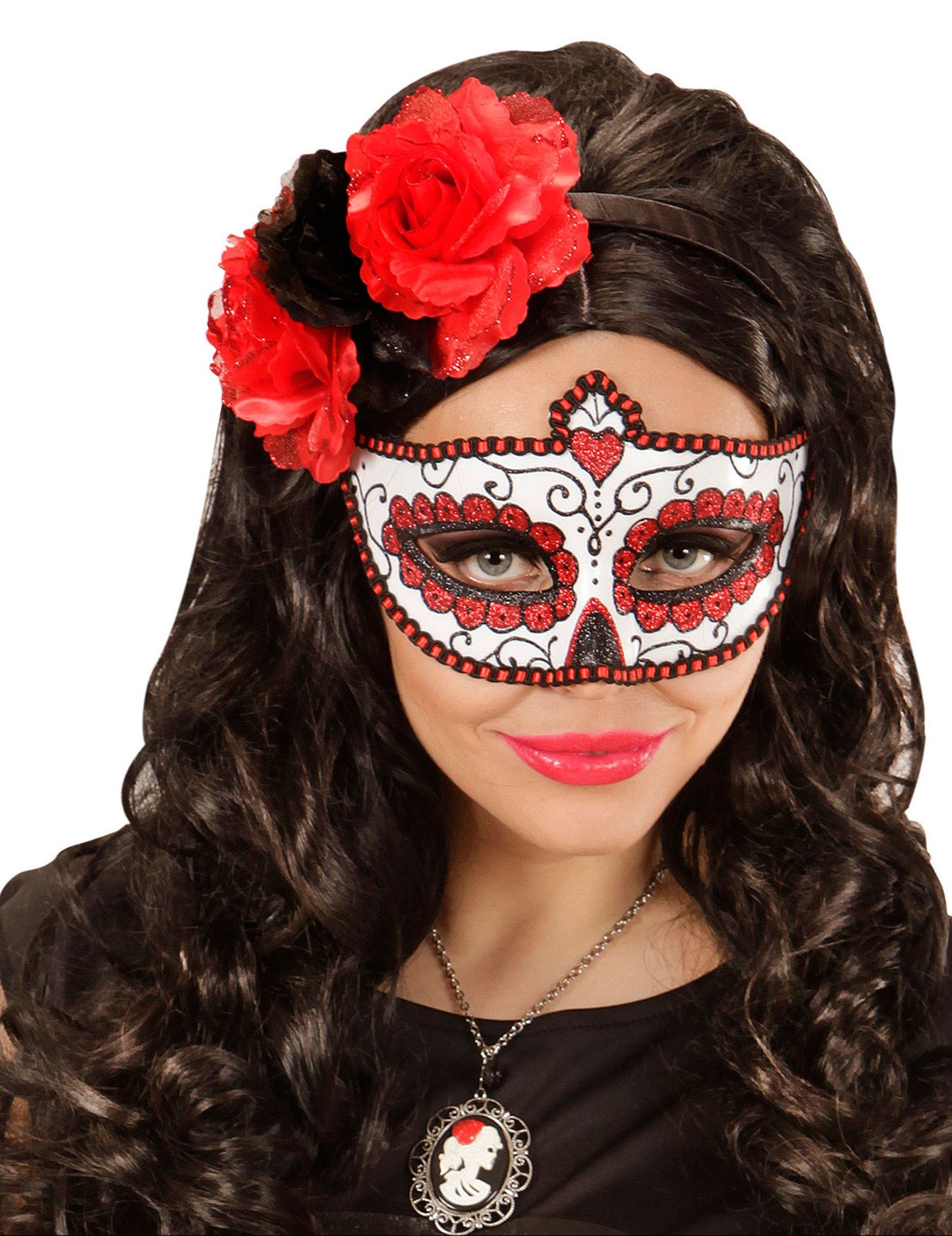 Červený barevný vlk dospělý dospělý dia de los muertos