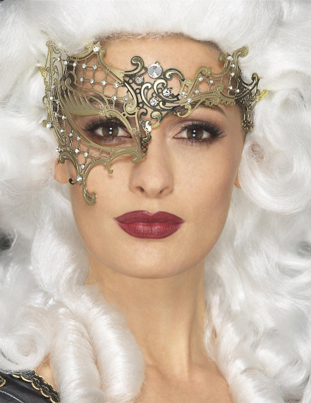 Loup métal sexy pour femme or avec strass