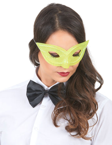 Loup vénitien pailleté pour adulte jaune