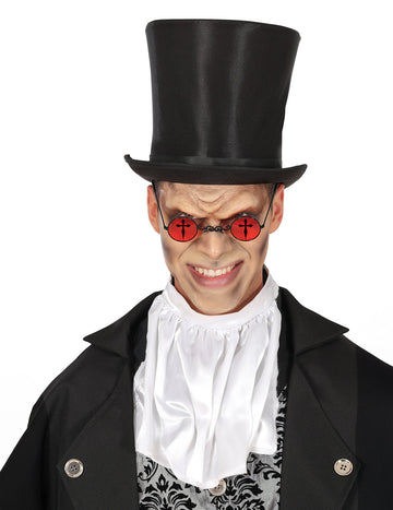 Červené kulaté gotické brýle pro dospělé