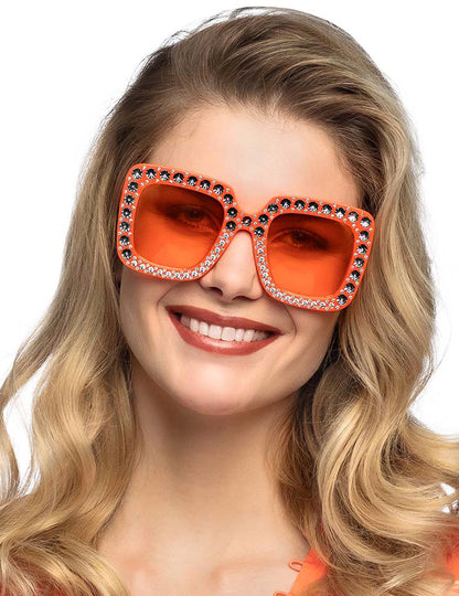 Oranžové brýle s kamínky pro dospělé