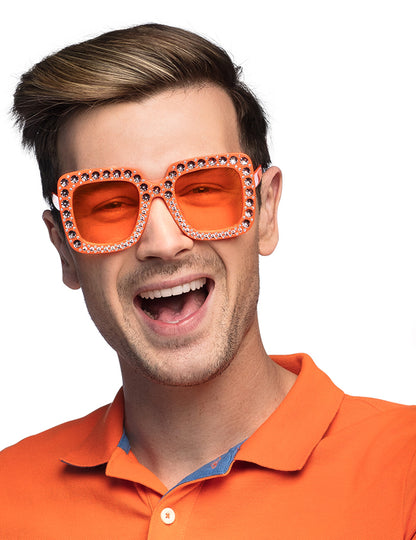 Oranžové brýle s kamínky pro dospělé