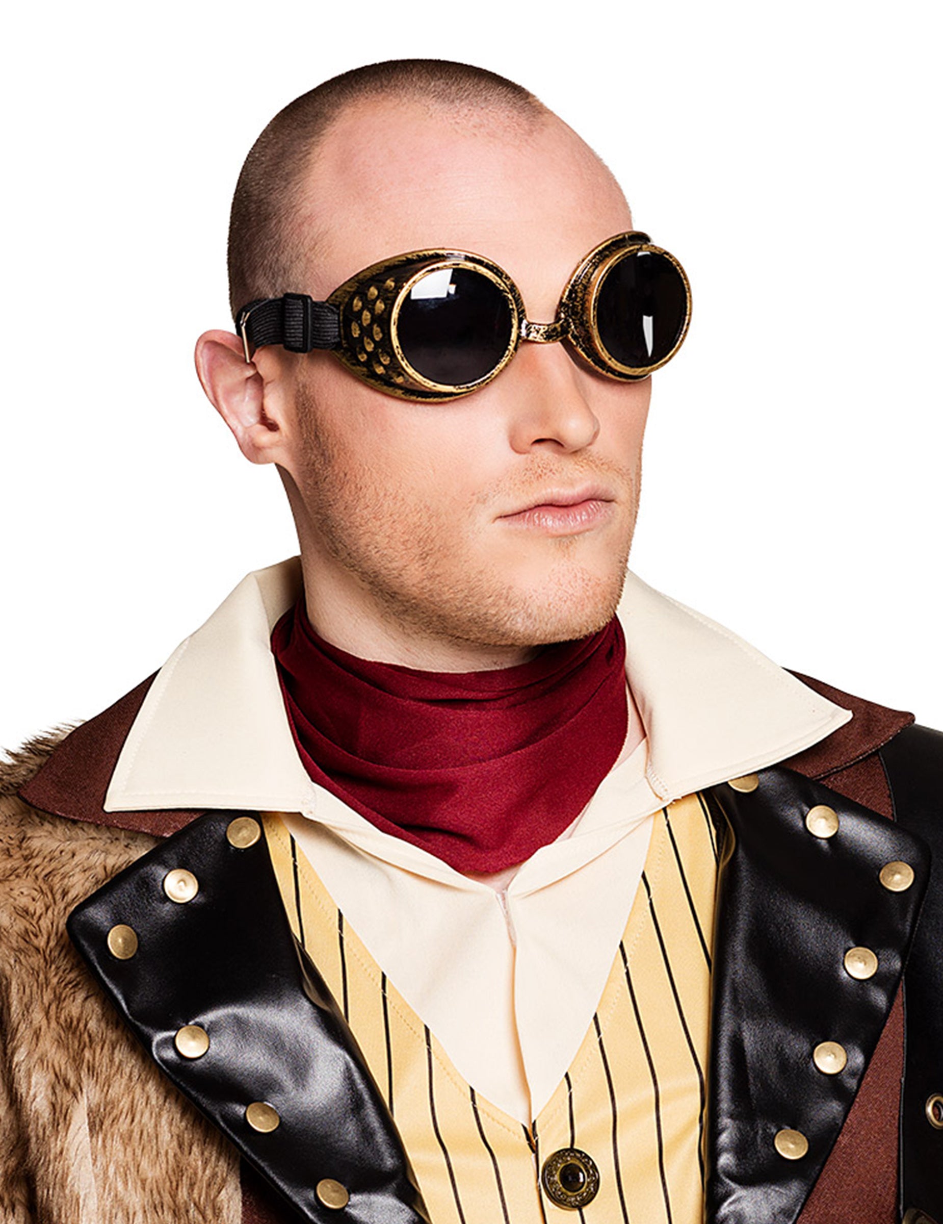 Vue de profil des lunettes aviateur steampunk