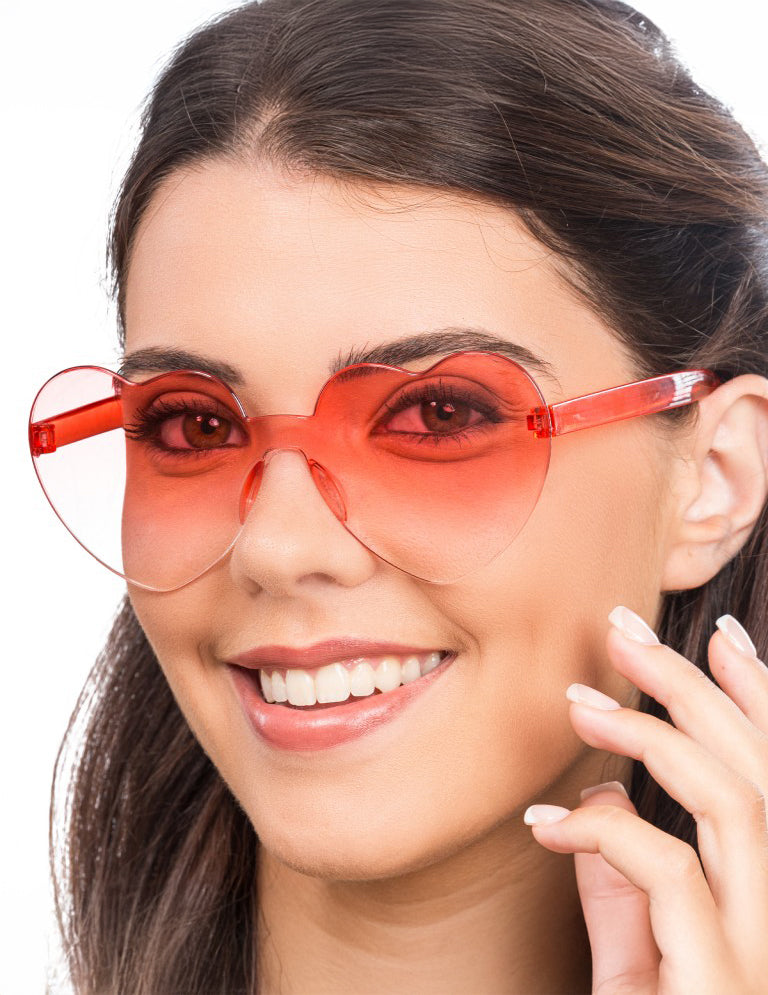 Lunettes cœur verres fumés rouges adulte